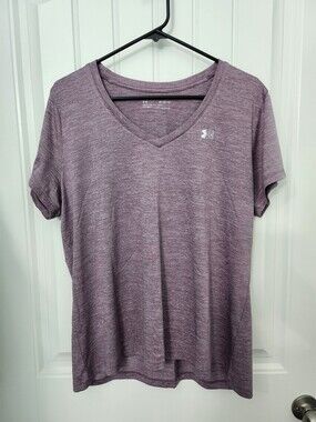 Under Armour Womens Tech V-Neck Twist Short-Sleeve in Light Purple, Size XL